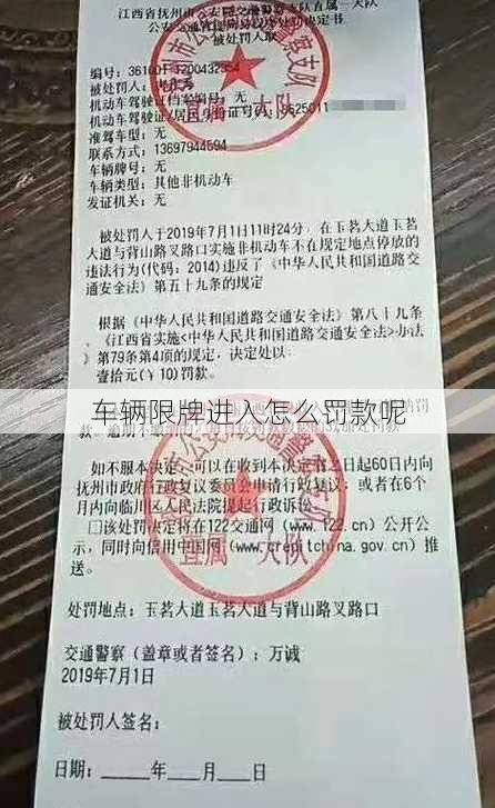 车辆限牌进入怎么罚款呢