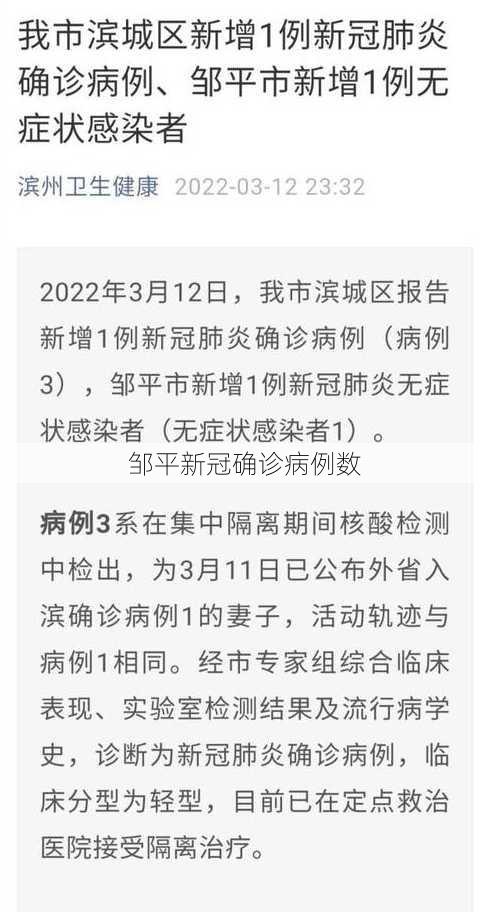 邹平新冠确诊病例数