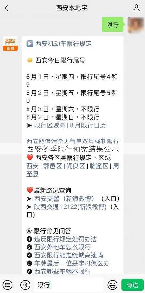 西安冬季限行预案结果公示