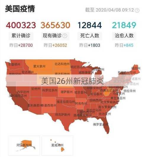 美国26州新冠肺炎