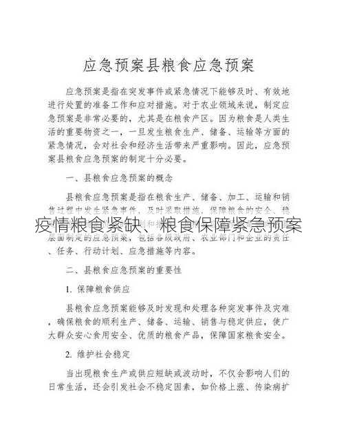 疫情粮食紧缺、粮食保障紧急预案