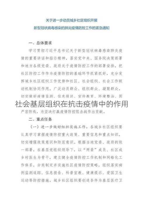 社会基层组织在抗击疫情中的作用