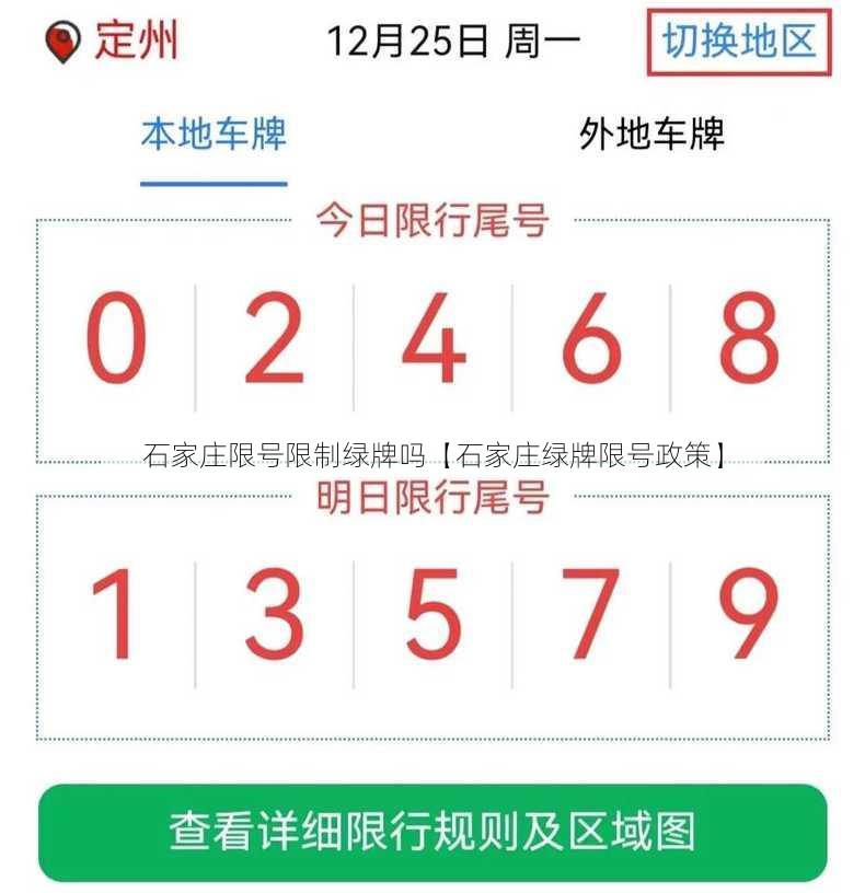 石家庄限号限制绿牌吗【石家庄绿牌限号政策】