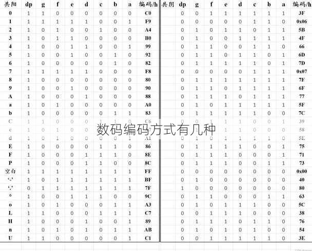 数码编码方式有几种