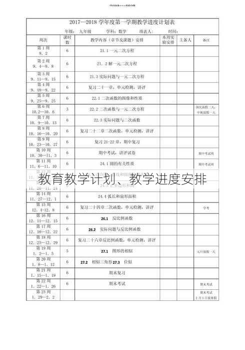 教育教学计划、教学进度安排