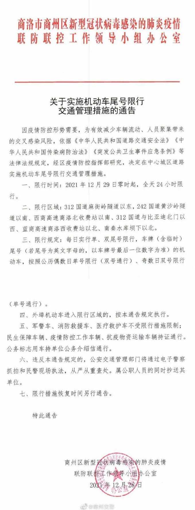 陕西商洛南环路限号吗